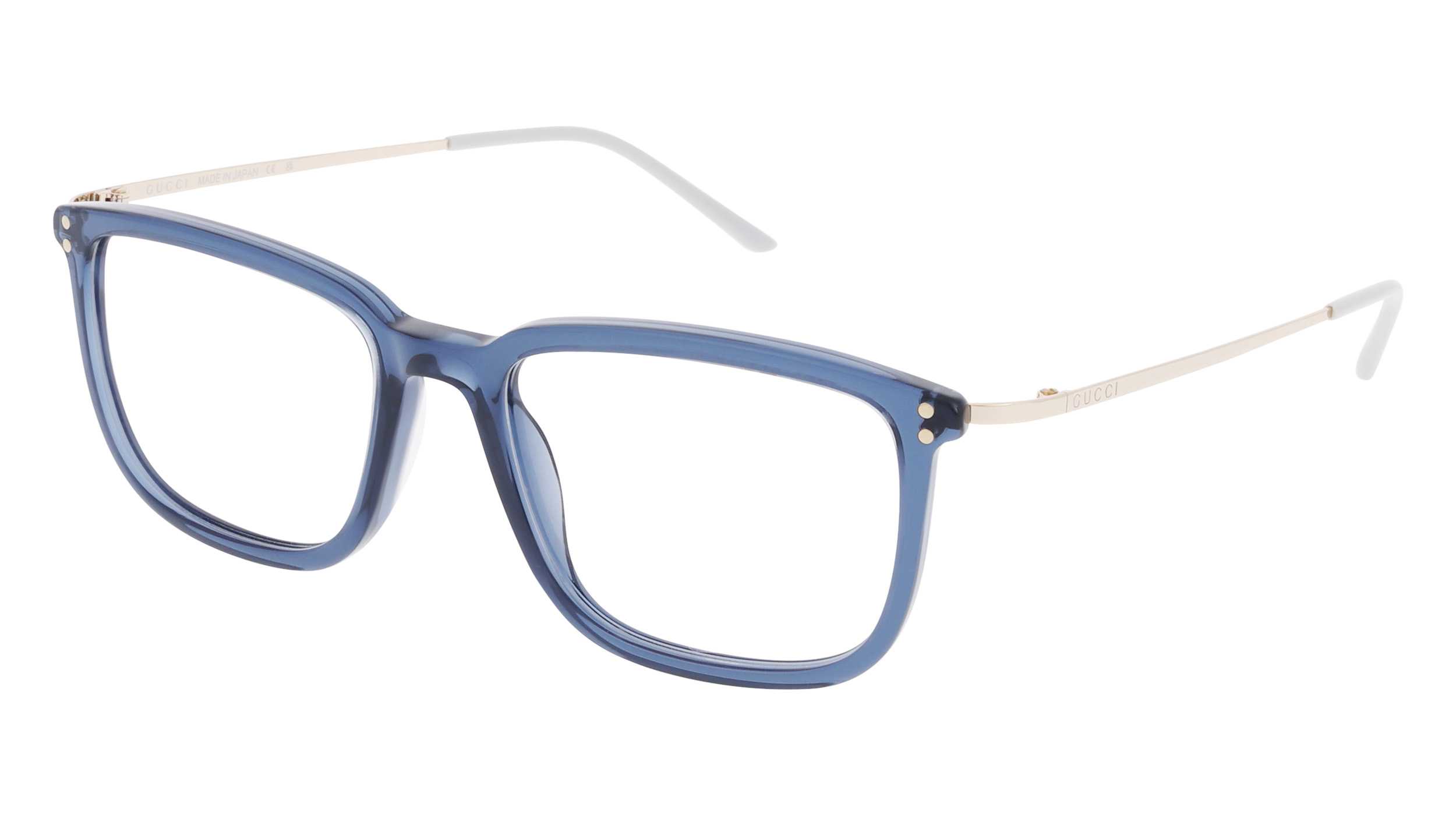 Eyeglasses GUCCI GG 1709O 007 53/18 Man Bleu / Or rectangle frames