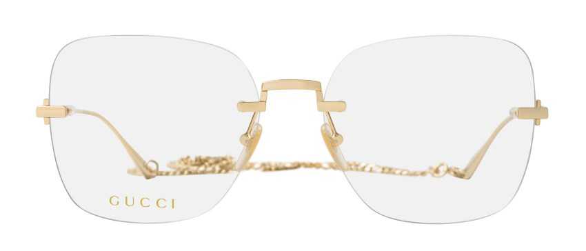 Eyeglasses GUCCI GG 1150O 001 59/17 Woman Doré square frames rimless frame  trendy 59mmx17mm 372£